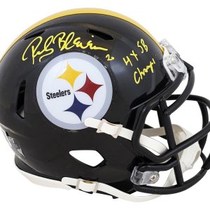 Steelers Rocky Bleier "4x SB Champs" Signed Speed Mini Helmet BAS Witnessed
