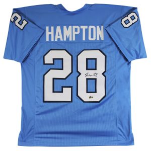 North Carolina Omarion Hampton Signed Carolina Blue Pro Style Jersey BAS Witness