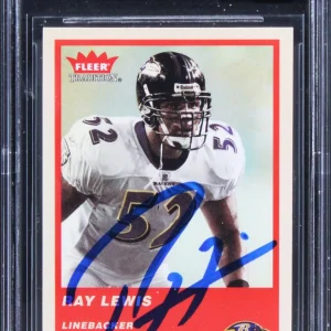 Ravens Ray Lewis Signed 2004 Fleer Tradition #118 Card Auto Mint 10! BAS Slabbed
