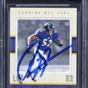 Ravens Ray Lewis Signed 2002 Fleer Genuine #25 Card Auto Graded 10! BAS Slabbed