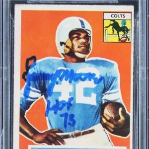 Colts Lenny Moore Signed 1956 Topps #60 Card Auto Graded Mint 10! BAS Slabbed