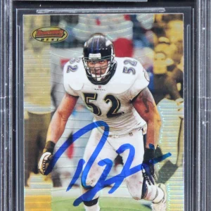 Ravens Ray Lewis Signed 2001 Bowman's Best #16 Card Auto Graded 10! BAS Slabbed