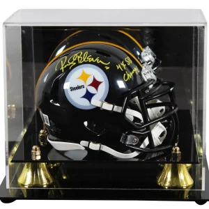 Steelers Rocky Bleier "4x SB Champs" Signed Speed Mini Helmet W/ Case BAS Wit