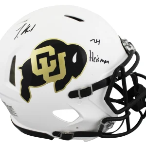 Colorado Travis Hunter "24 HT" Signed White Full Size Speed Proline Helmet BAS W