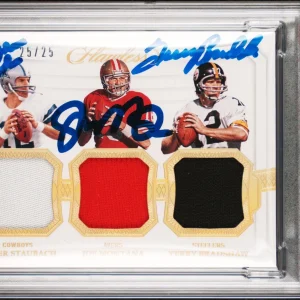 (3) Staubach, Montana, Bradshaw Signed 2020 Flawless #TP18 Card Auto 10 PSA Slab