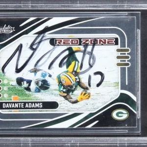 Packers Davante Adams Signed 2021 Absolute Red Zone #7 Card BAS Slabbed