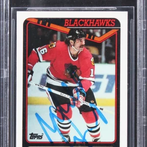 Blackhawks Michel Goulet Authentic Signed 1990 Topps #329 Card BAS Slabbed