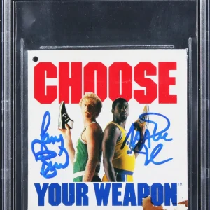 Larry Bird & Magic Johnson Signed Converse Weapon Shoe Tag Auto 10! BAS Slab 2