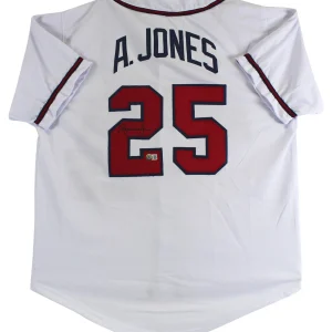 Andruw Jones Authentic Signed White Pro Style Jersey Autographed BAS