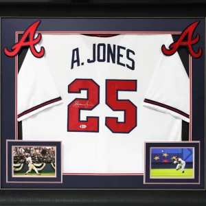 Andruw Jones Authentic Signed White Pro Style Framed Jersey Autographed BAS