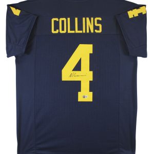 Michigan Nico Collins Authentic Signed Navy Blue Pro Style Jersey BAS Witnessed