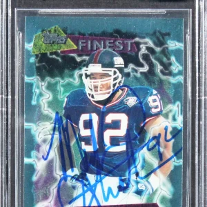Giants Michael Strahan Authentic Signed 1995 Finest #91 Card Auto 10 BAS Slabbed