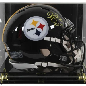 Steelers Troy Polamalu HOF 20 F/S Speed Proline Helmet w/ Yellow Sig w/ Case BAS