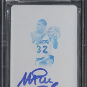 Magic Johnson Signed 2019 Panini Printing Plates Cyan #177 Card Auto 10 BAS Slab