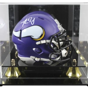 Vikings Aaron Jones Authentic Signed Speed Mini Helmet W/ Case BAS Witnessed