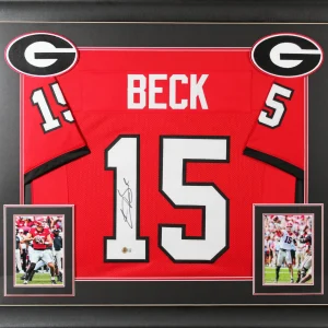 Georgia Carson Beck Authentic Signed Red Pro Style Framed Jersey BAS Witnessed