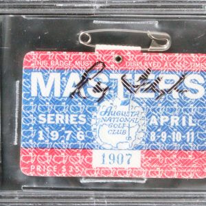 Raymond Floyd Signed 1976 Masters Augusta National Club Badge Ticket BAS Slabbed