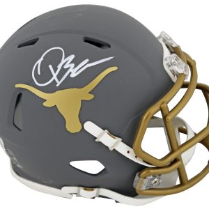 Texas Quinn Ewers Authentic Signed Slate Speed Mini Helmet BAS Witnessed