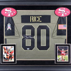 49ers Jerry Rice Signed 2021 Salute to Service Nike Ltd Framed Jersey Fanatics