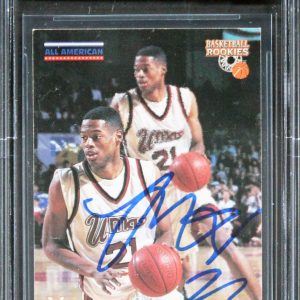 Raptors Marcus Camby Signed 1996 Score Board #82 Rookie Card Auto 10! BAS Slab