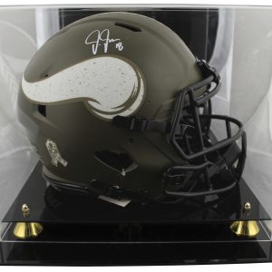 Vikings Justin Jefferson Signed STS F/S Speed Proline Helmet W/ Case BAS Witness