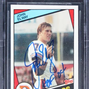 Broncos John Elway "HOF 04" Signed 1984 Topps #63 Rookie Card Auto 10! BAS Slab