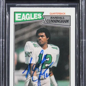 Eagles Randall Cunningham Signed 1987 Topps #296 Rookie Card Auto 10 BAS Slabbed