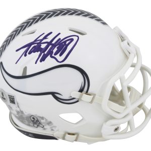 Vikings Adrian Peterson Signed Salute To Service III Speed Mini Helmet BAS Wit