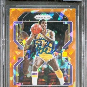 Magic Johnson Signed 2021 Panini Prizm Orange Ice #248 Card Auto 10! BAS Slab 2