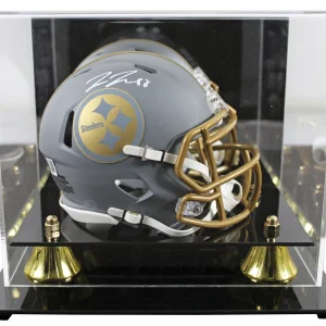 Steelers Pat Freiermuth Signed Slate Speed Mini Helmet W/ Case BAS Witnessed