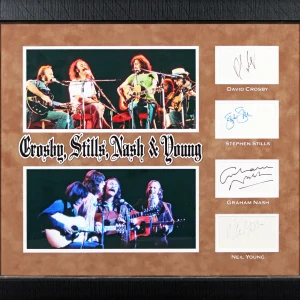 (4) Crosby, Stills, Nash & Young Authentic Signed Framed Display BAS #AD04850