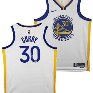 Warriors Stephen Curry Signed White Nike Association Edition Swingman Jersey BAS