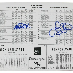 Magic Johnson & Larry Bird Signed 1979 NCAA Semi-final Scorecard BAS #1W867914
