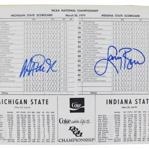Magic Johnson & Larry Bird Signed 1979 NCAA Final Scorecard BAS Wit #1W867913