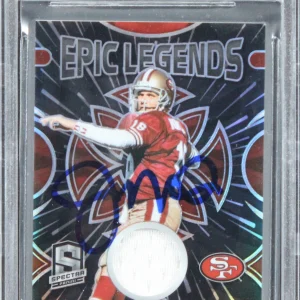 49ers Joe Montana Signed 2023 Panini Spectra ELM Hyper #6 #74/75 Card BAS Slab