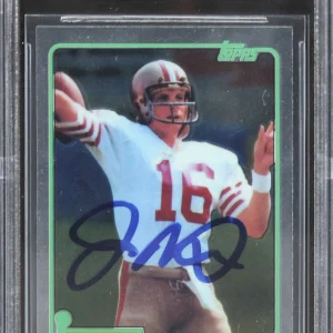49ers Joe Montana Signed 2012 Topps Chrome Rookie Reprint #216 Card BAS Slabbed