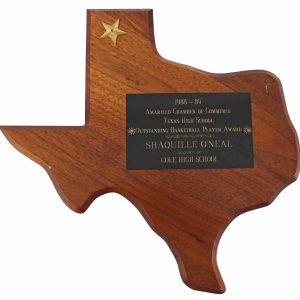 Shaquille O'Neal 1989 Texas HS Outstanding Basketball Player Award Plaque BAS W