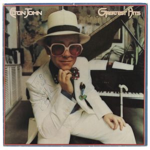 Elton John "Best Wishes" Authentic Signed Greatest Hits Album Cover BAS #AD85549