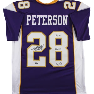 Adrian Peterson "All Damn Day" Signed Purple Pro Style Jersey BAS Witnessed