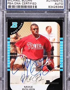 Phillies Michael Bourn Authentic Signed 2005 Bowman #172 Card PSA/DNA Slabbed
