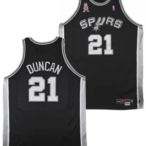Spurs Tim Duncan 2001-02 Game Worn Nike +4" Extra Length Black Road Jersey