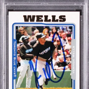 Blue Jays Vernon Wells Authentic Signed 2005 Topps #125 Card PSA/DNA Slabbed