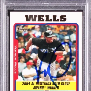 Blue Jays Vernon Wells Authentic Signed 2005 Topps #701 Card PSA/DNA Slabbed