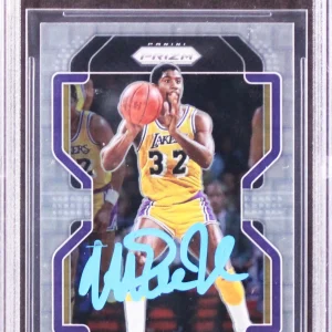 Magic Johnson Signed 2021 Panini Prizm Premium Factory Set #248 Card BAS Slabbed