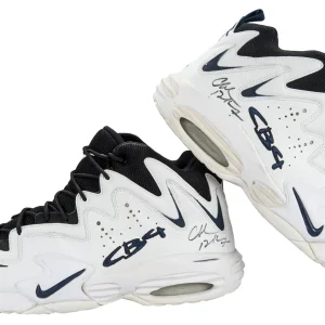 Rockets Charles Barkley Signed 1996-97 Game Used Nike Air CB4 Shoes PSA & Mears
