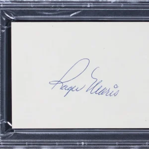 Yankees Roger Maris Authentic Signed 3x5 Index Card Autographed PSA/DNA Slabbed