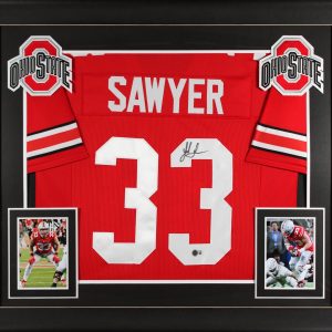 Ohio State Jack Sawyer Authentic Signed Red Pro Style Framed Jersey BAS Witness