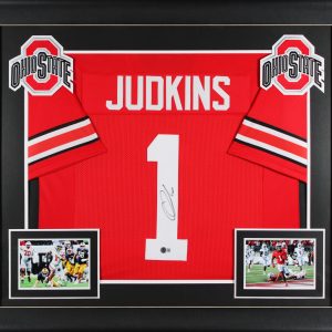 Ohio State Quinshon Judkins Authentic Signed Red Pro Style Framed Jersey BAS Wit