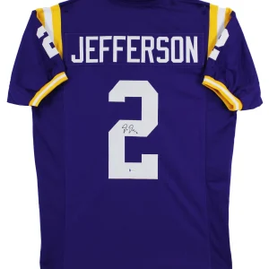LSU Justin Jefferson Authentic Signed Purple Jersey Autographed BAS Witnessed