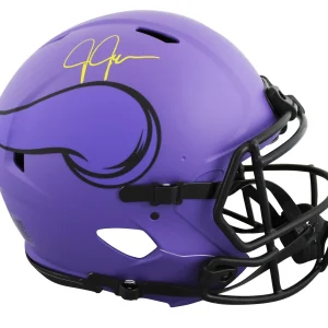 Vikings Justin Jefferson Signed Rave Full Size Speed Proline Helmet BAS Witness